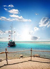 Image showing Sailboat near beach