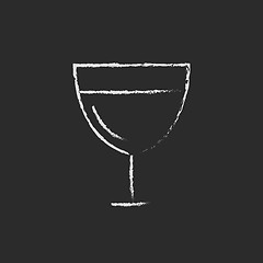 Image showing Glass of wine icon drawn in chalk.