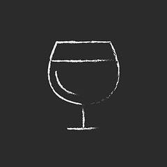Image showing Glass of wine icon drawn in chalk.