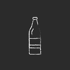 Image showing Glass bottle icon drawn in chalk.