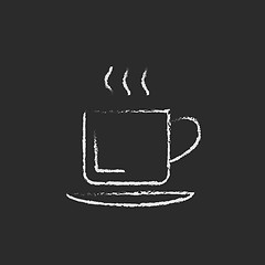 Image showing Cup of hot drink icon drawn in chalk.