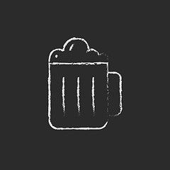 Image showing Mug of beer icon drawn in chalk.