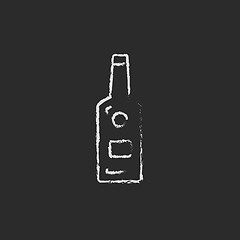 Image showing Glass bottle icon drawn in chalk.