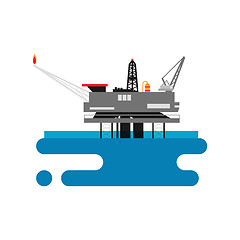 Image showing Offshore oil platform in the blue ocean. Flat style vector illustration concept