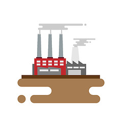 Image showing Concept of industrial factory buildings  flat design style.