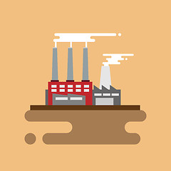 Image showing Concept of industrial factory buildings  flat design style.