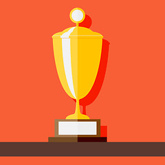 Image showing Vector Winner Cup standing at shelf. Flat style vector illustration.