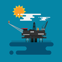 Image showing Offshore oil platform in the blue ocean. Flat style vector illustration concept