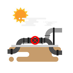 Image showing Vector concept of oil  pipes network  with valve