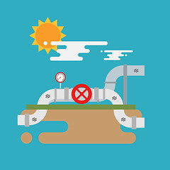 Image showing Vector concept of oil  pipes network  with valve