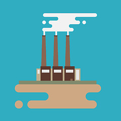 Image showing Concept of industrial factory buildings  flat design style.