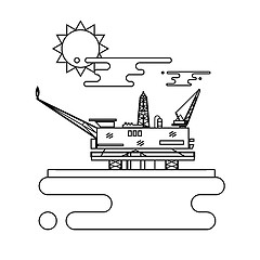 Image showing Offshore oil platform in the blue ocean. Flat style vector illustration concept