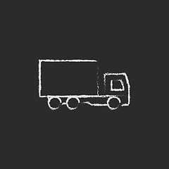 Image showing Delivery truck icon drawn in chalk.