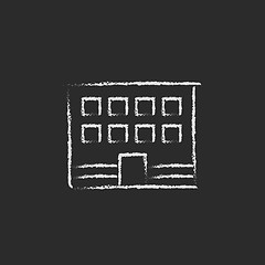 Image showing Office building icon drawn in chalk.