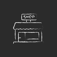 Image showing Shop store icon drawn in chalk.