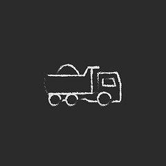 Image showing Dump truck icon drawn in chalk.