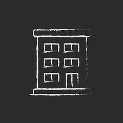 Image showing Residential building icon drawn in chalk.