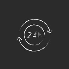 Image showing Service 24 hrs icon drawn in chalk.