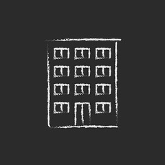 Image showing Residential building icon drawn in chalk.