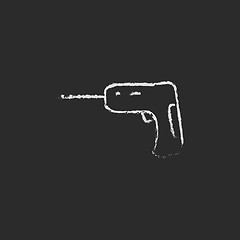 Image showing Hammer drill icon drawn in chalk.