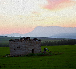 Image showing mountain in morocco africa lans and red sunrise