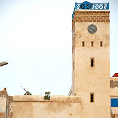 Image showing old brick tower in morocco africa village and the sky