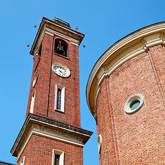 Image showing  building  clock tower in italy europe old  stone and bell