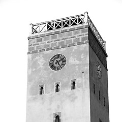 Image showing old brick tower in morocco africa village and the sky