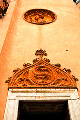 Image showing  church door   in italy  lombardy     closed brick  