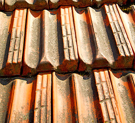 Image showing old roof in italy the line and texture of diagonal architecture