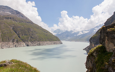 Image showing The green waters of Lake Dix - Dam Grand Dixence - Switzerland