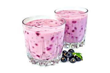 Image showing Milkshake with black currants in two glass