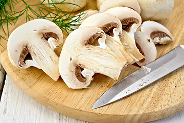 Image showing Champignons raw on board