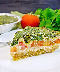 Image showing Pie celtic with spinach on board