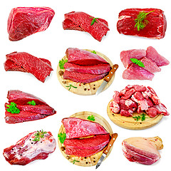 Image showing Meat beef and pork set