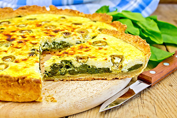 Image showing Pie with spinach on the board