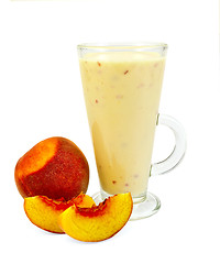 Image showing Milkshake with peach slices