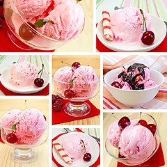 Image showing Ice cream cherry set