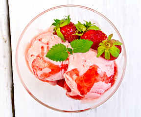 Image showing Ice cream strawberry on board top