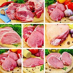 Image showing Meat pork on board set