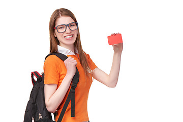 Image showing Smiling student with backpack