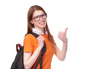 Image showing Smiling student with backpack