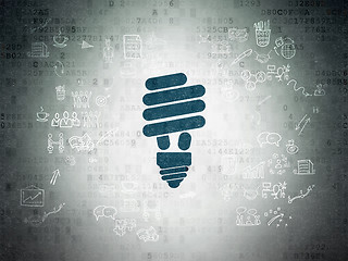 Image showing Business concept: Energy Saving Lamp on Digital Paper background