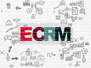 Image showing Business concept: E-CRM on wall background