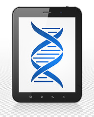 Image showing Science concept: Tablet Pc Computer with DNA on display