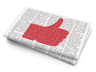 Image showing Social media concept: Thumb Up on Newspaper background