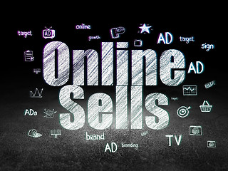 Image showing Marketing concept: Online Sells in grunge dark room