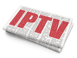 Image showing Web development concept: IPTV on Newspaper background