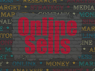 Image showing Marketing concept: Online Sells on wall background