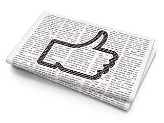 Image showing Social network concept: Thumb Up on Newspaper background